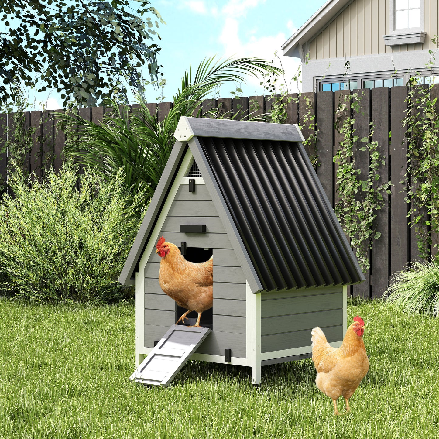 Happy Hen Coop - Outdoor Hen House with Nest Box & Easy-Clean Tray