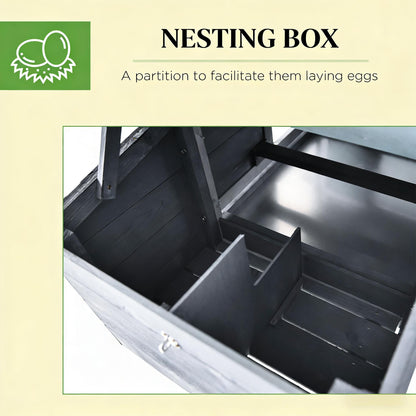 Compact Wooden Chicken Coop with Nesting Box & Run