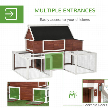 NestLoom Outdoor Chicken Coop with Nesting Box, Double Runs & Asphalt Roof