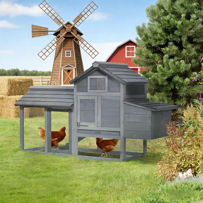 Compact Wooden Chicken Coop with Nesting Box & Run