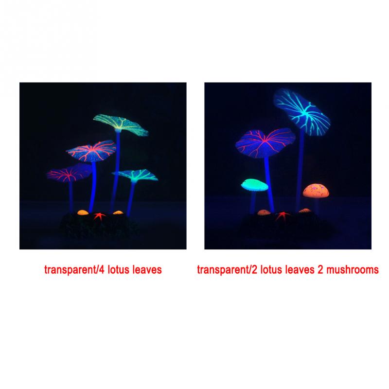 Fish Tank Simulation Plant – Eco-Friendly Lotus Leaf & Mushroom Aquarium Decoration