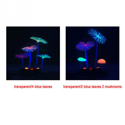 Fish Tank Simulation Plant – Eco-Friendly Lotus Leaf & Mushroom Aquarium Decoration