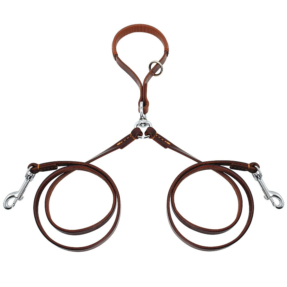 FlexLead Leather Double Dog Leash
