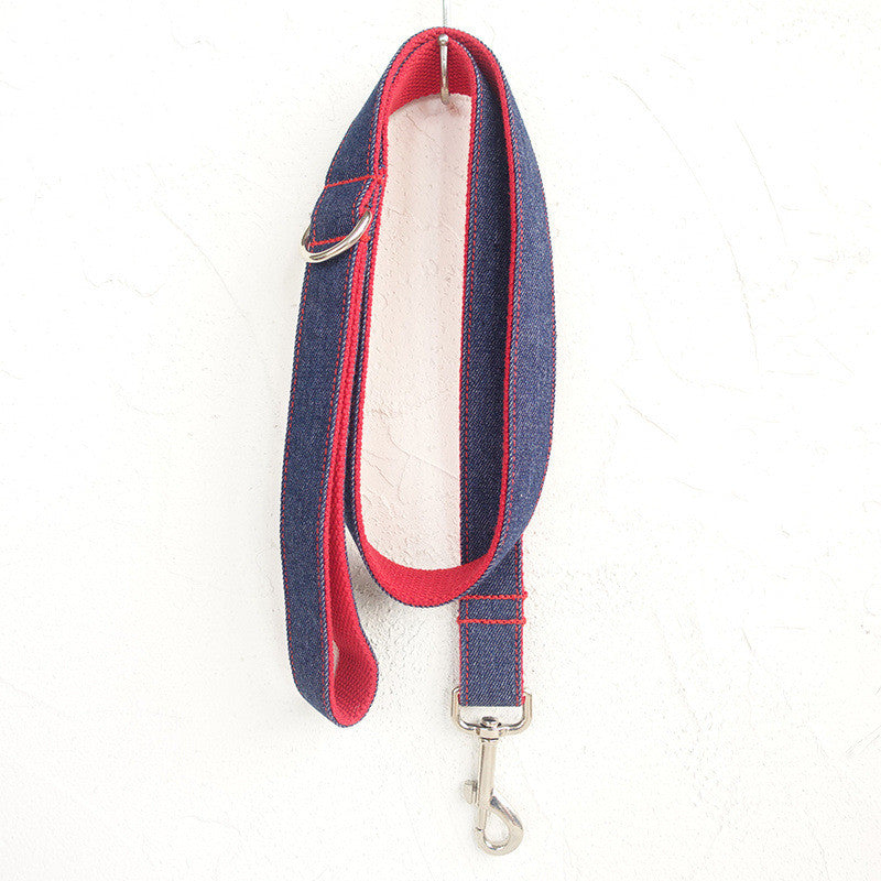 Denim Bowtie Collar & Leash Set