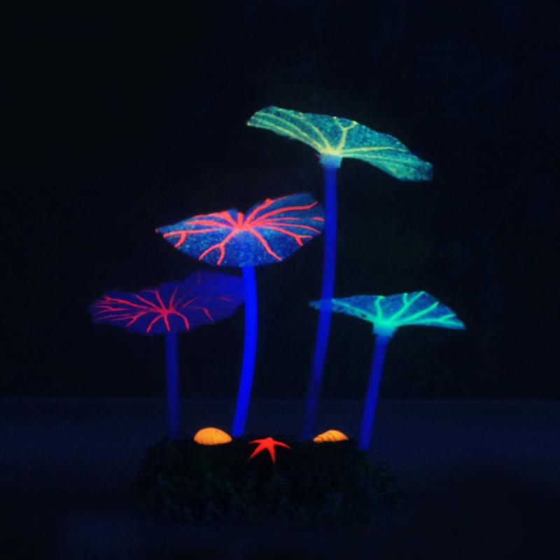 Fish Tank Simulation Plant – Eco-Friendly Lotus Leaf & Mushroom Aquarium Decoration