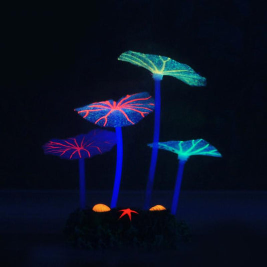 Fish Tank Simulation Plant – Eco-Friendly Lotus Leaf & Mushroom Aquarium Decoration