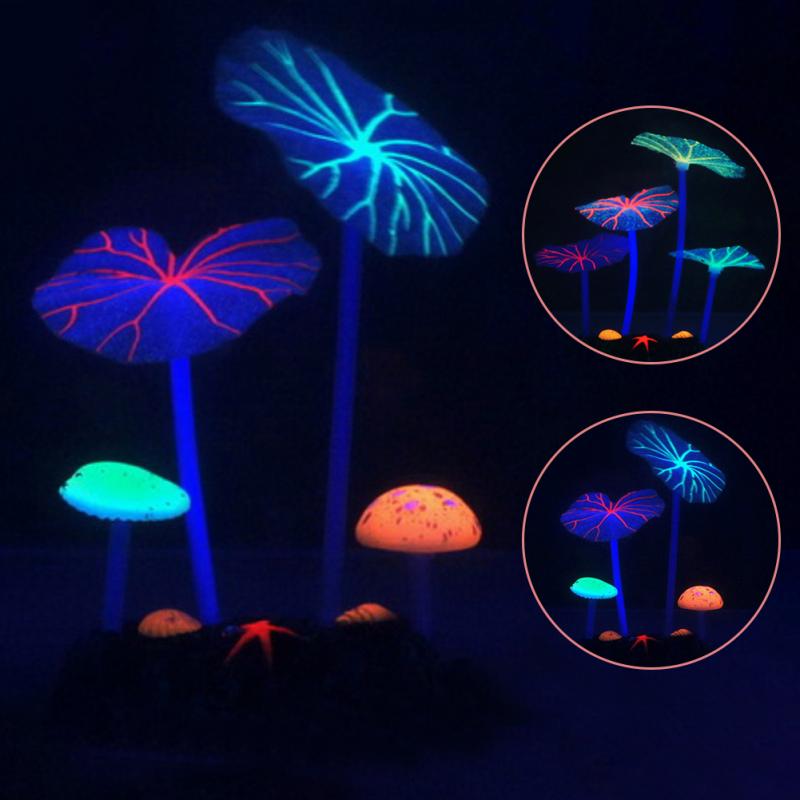 Fish Tank Simulation Plant – Eco-Friendly Lotus Leaf & Mushroom Aquarium Decoration
