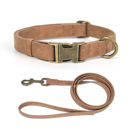 Vintage Suede Collar & Leash Set