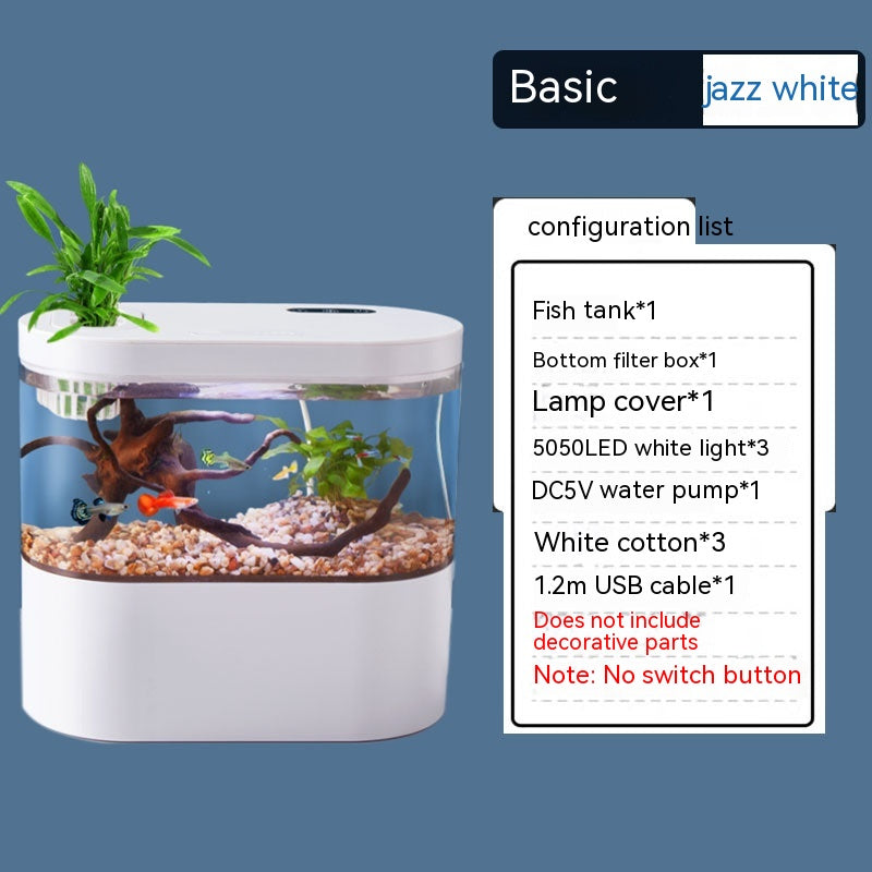 Desktop Self-Circulating Mini Aquarium – Closed Ecological Fish Tank with LED Lighting & Filtration System