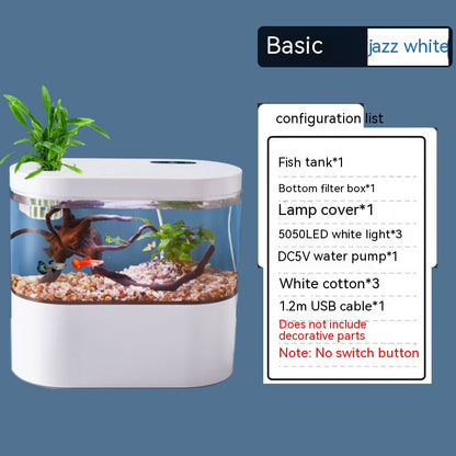 Desktop Self-Circulating Mini Aquarium – Closed Ecological Fish Tank with LED Lighting & Filtration System