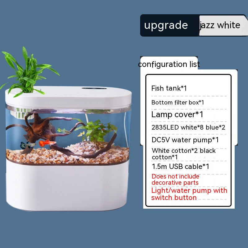 Desktop Self-Circulating Mini Aquarium – Closed Ecological Fish Tank with LED Lighting & Filtration System