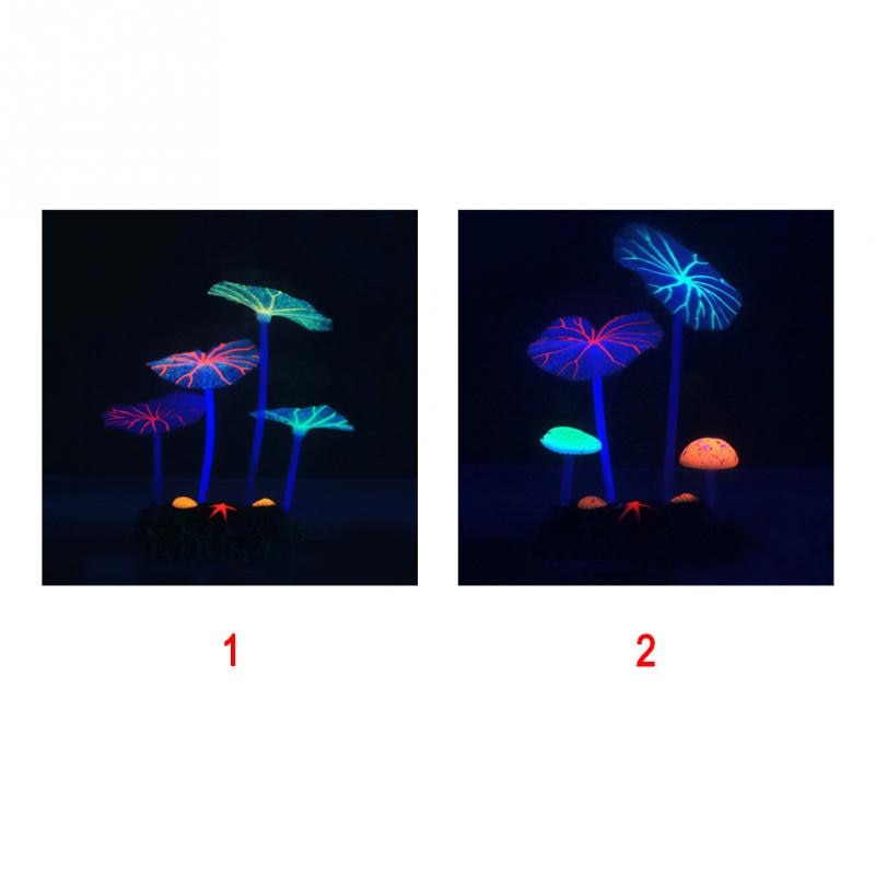 Fish Tank Simulation Plant – Eco-Friendly Lotus Leaf & Mushroom Aquarium Decoration
