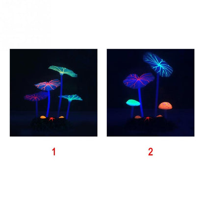 Fish Tank Simulation Plant – Eco-Friendly Lotus Leaf & Mushroom Aquarium Decoration