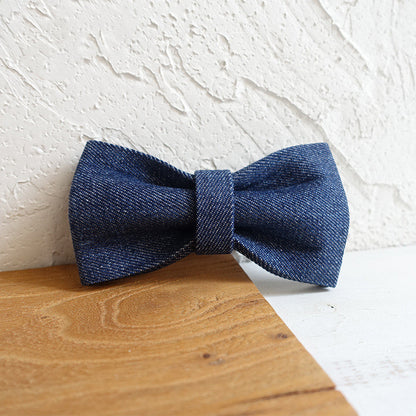 Denim Bowtie Collar & Leash Set