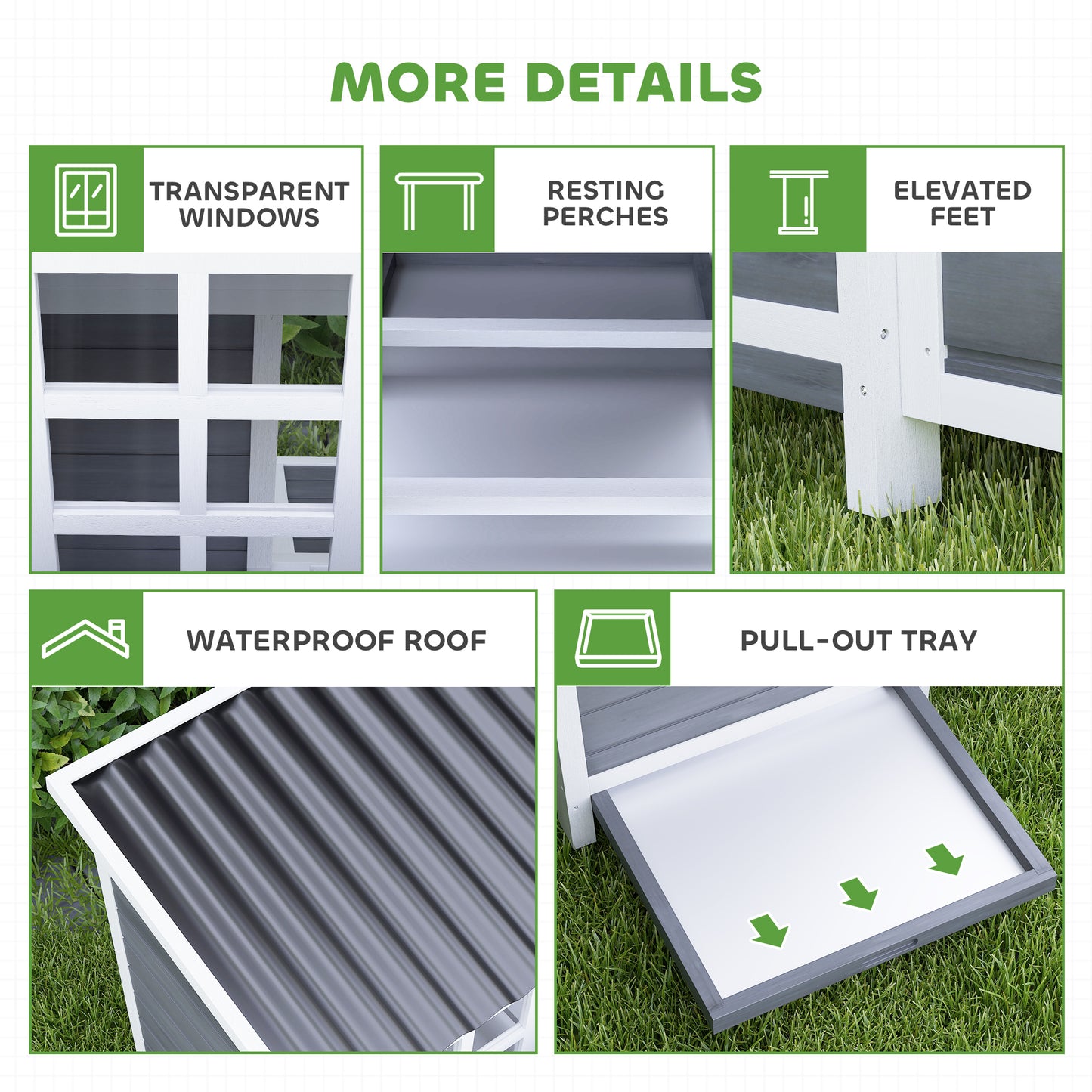 Roost & Run Coop With Nesting Box, Pull-Out Tray, Waterproof Roof