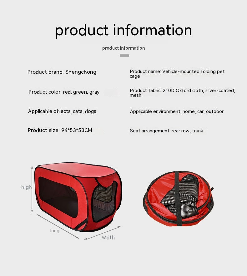 Smart Portable Pet Cage with Quick-Fold Design & Ventilated Mesh Panels