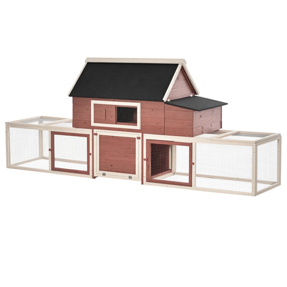 NestLoom Outdoor Chicken Coop with Nesting Box, Double Runs & Asphalt Roof