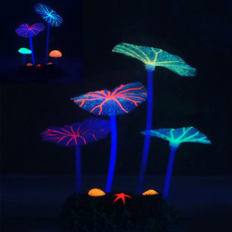 Fish Tank Simulation Plant – Eco-Friendly Lotus Leaf & Mushroom Aquarium Decoration
