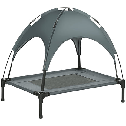 24" Elevated Dog Bed With Removable Canopy, UV Protection Canopy Shade