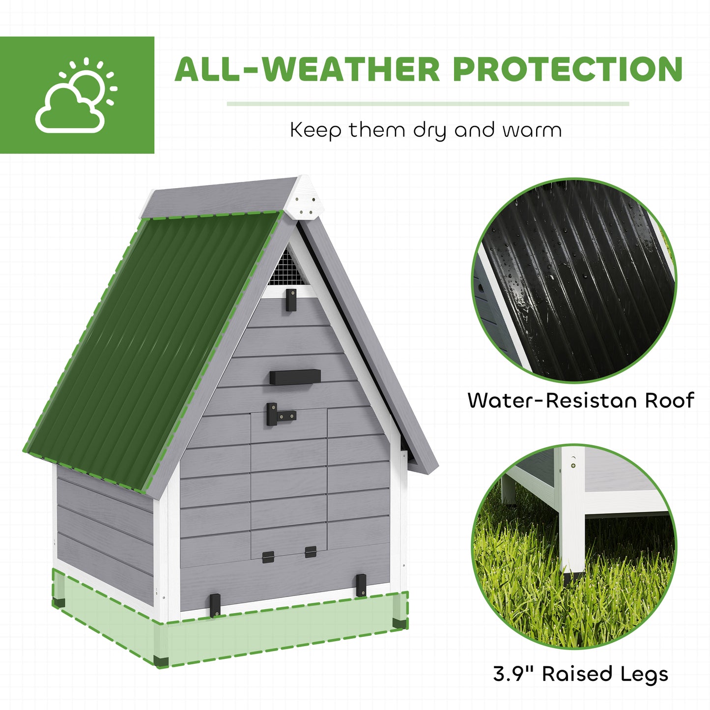 Happy Hen Coop - Outdoor Hen House with Nest Box & Easy-Clean Tray