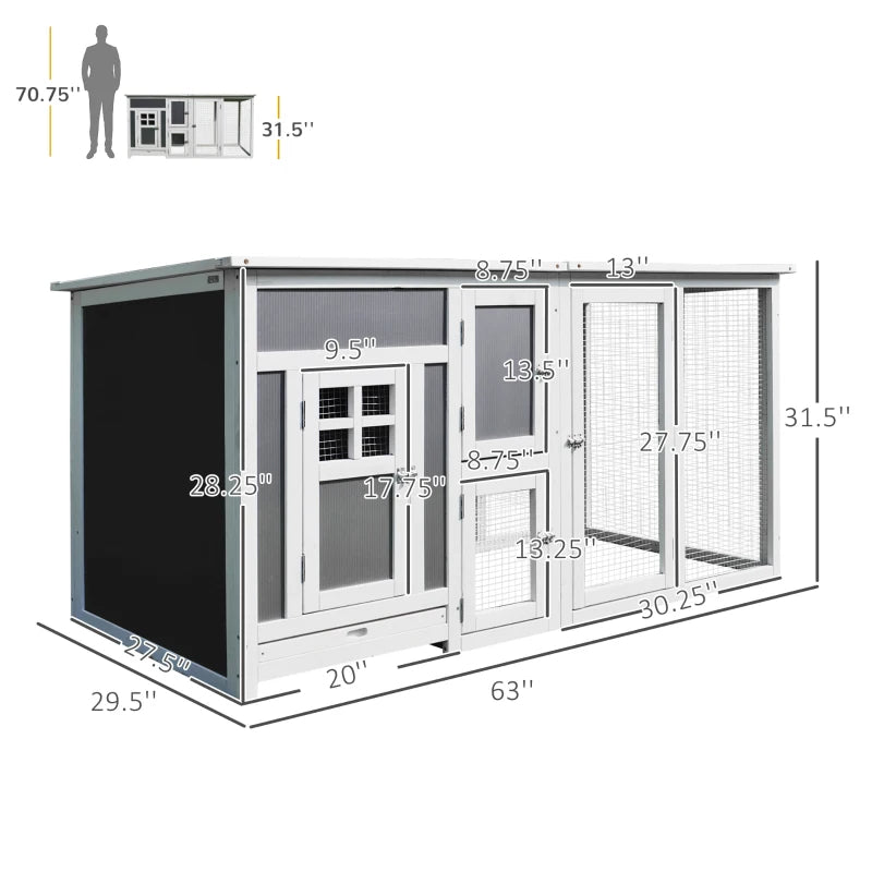 Outdoor Hen House with Run & Nesting Box