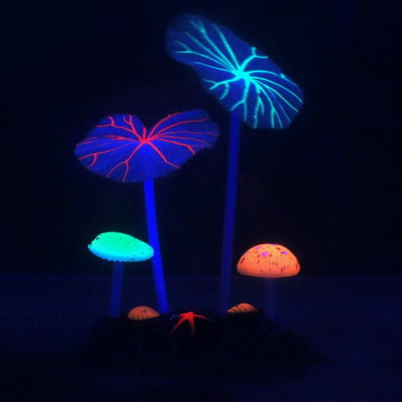 Fish Tank Simulation Plant – Eco-Friendly Lotus Leaf & Mushroom Aquarium Decoration