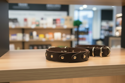 Genuine Leather Buckle Connection Collar