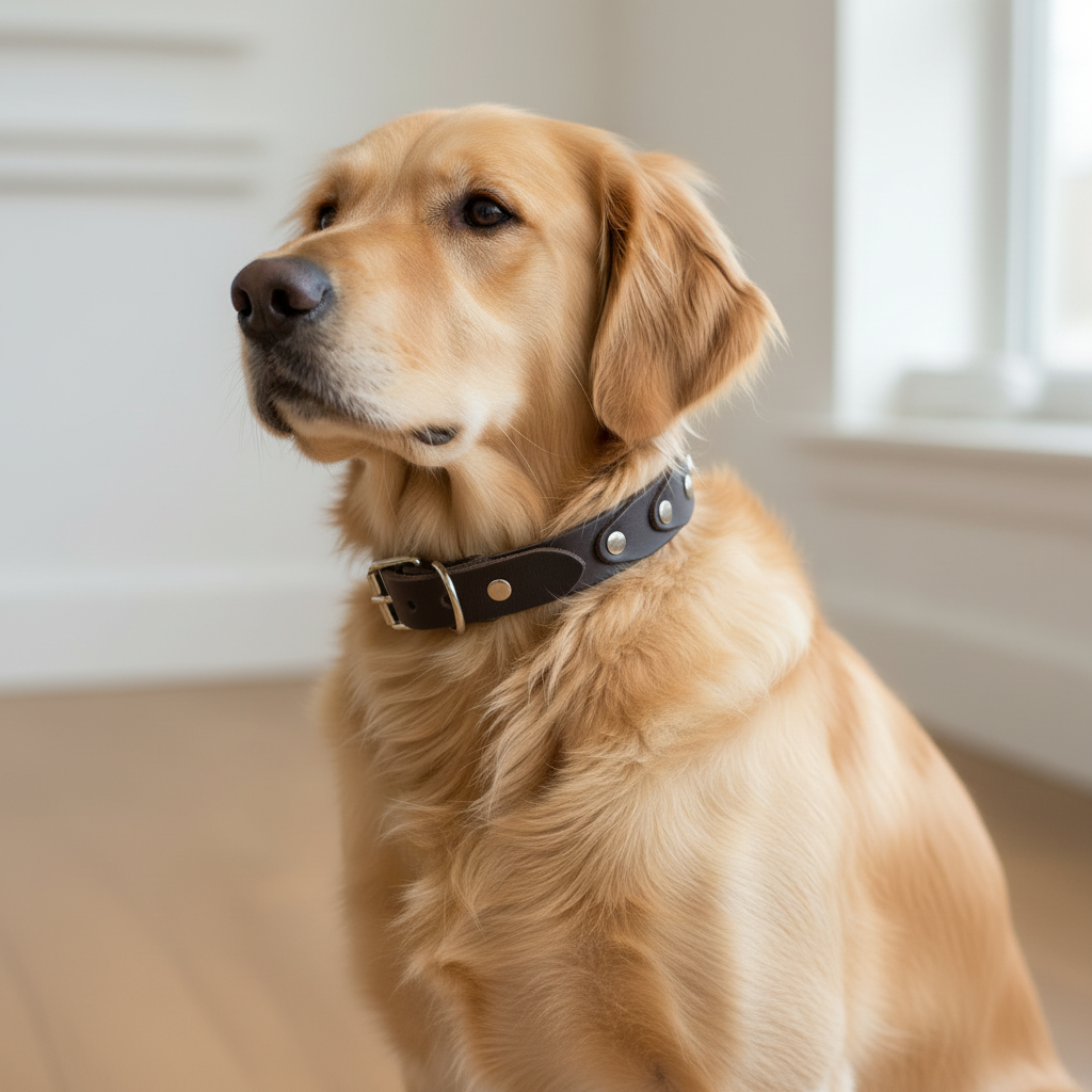 Genuine Leather Buckle Connection Collar