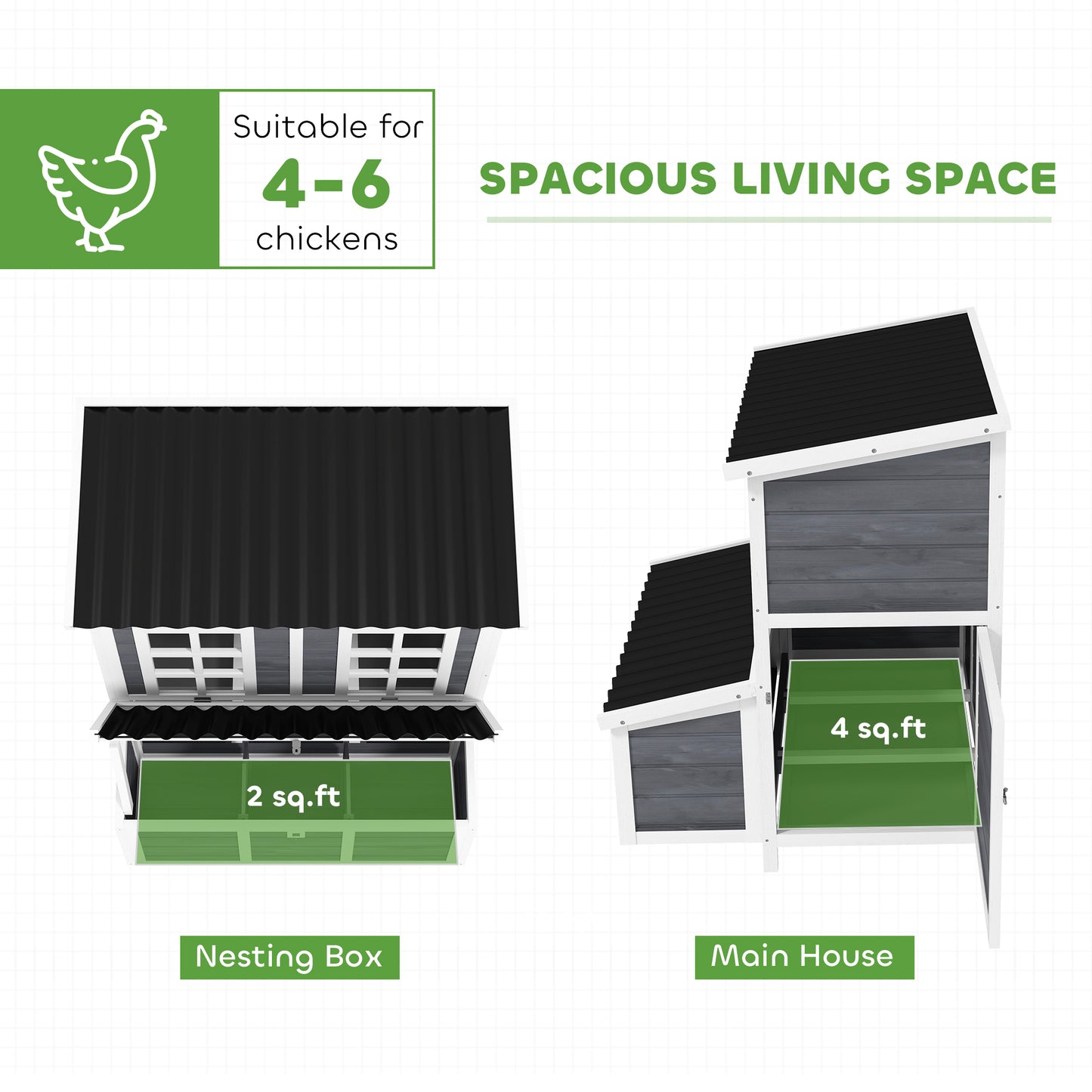 Roost & Run Coop With Nesting Box, Pull-Out Tray, Waterproof Roof