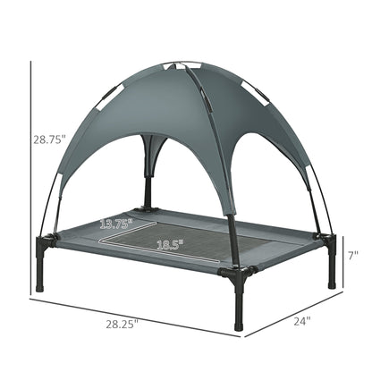 24" Elevated Dog Bed With Removable Canopy, UV Protection Canopy Shade