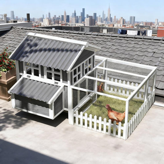 Premium Wooden Poultry Coop with Nesting Box & Run