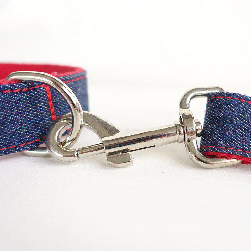 Denim Bowtie Collar & Leash Set