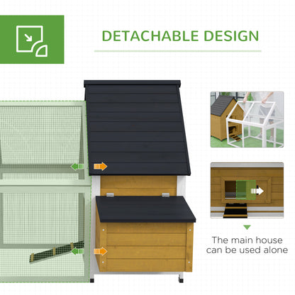 Wooden Chicken Coop with Run, Nesting Box & Ramp – Outdoor Weatherproof Hen House with Tray