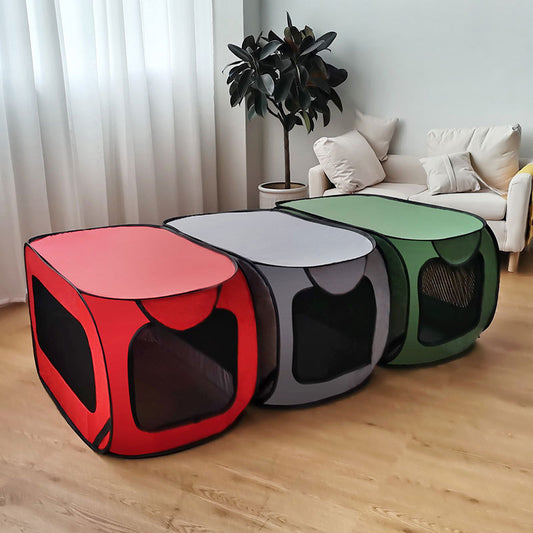 Smart Portable Pet Cage with Quick-Fold Design & Ventilated Mesh Panels