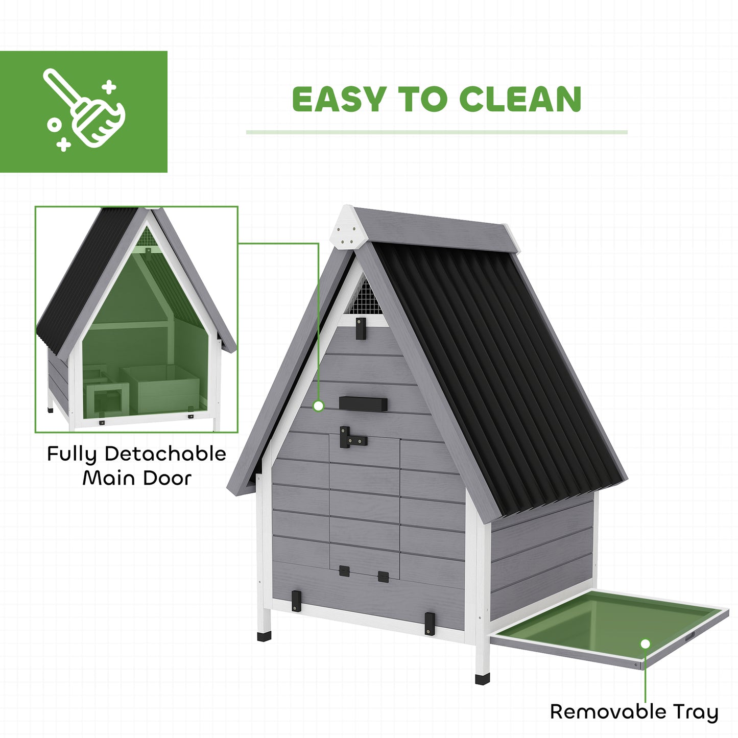 Happy Hen Coop - Outdoor Hen House with Nest Box & Easy-Clean Tray