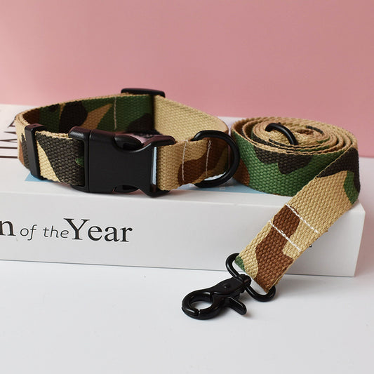 Camo Or Pink Dog Collar & Leash Set