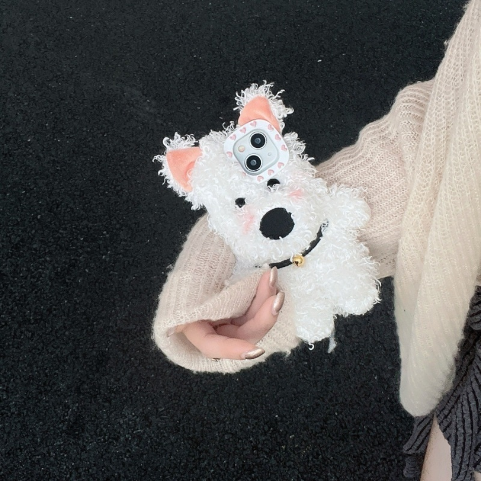Cute Plush West Highland Puppy Phone Case Earphone Sleeves