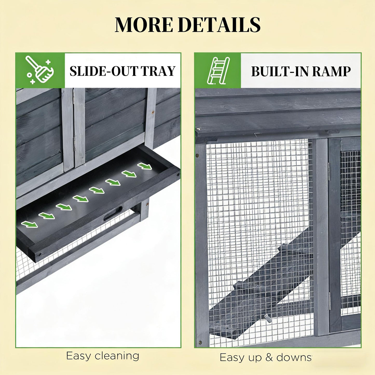 Compact Wooden Chicken Coop with Nesting Box & Run