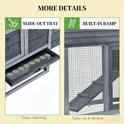Compact Wooden Chicken Coop with Nesting Box & Run