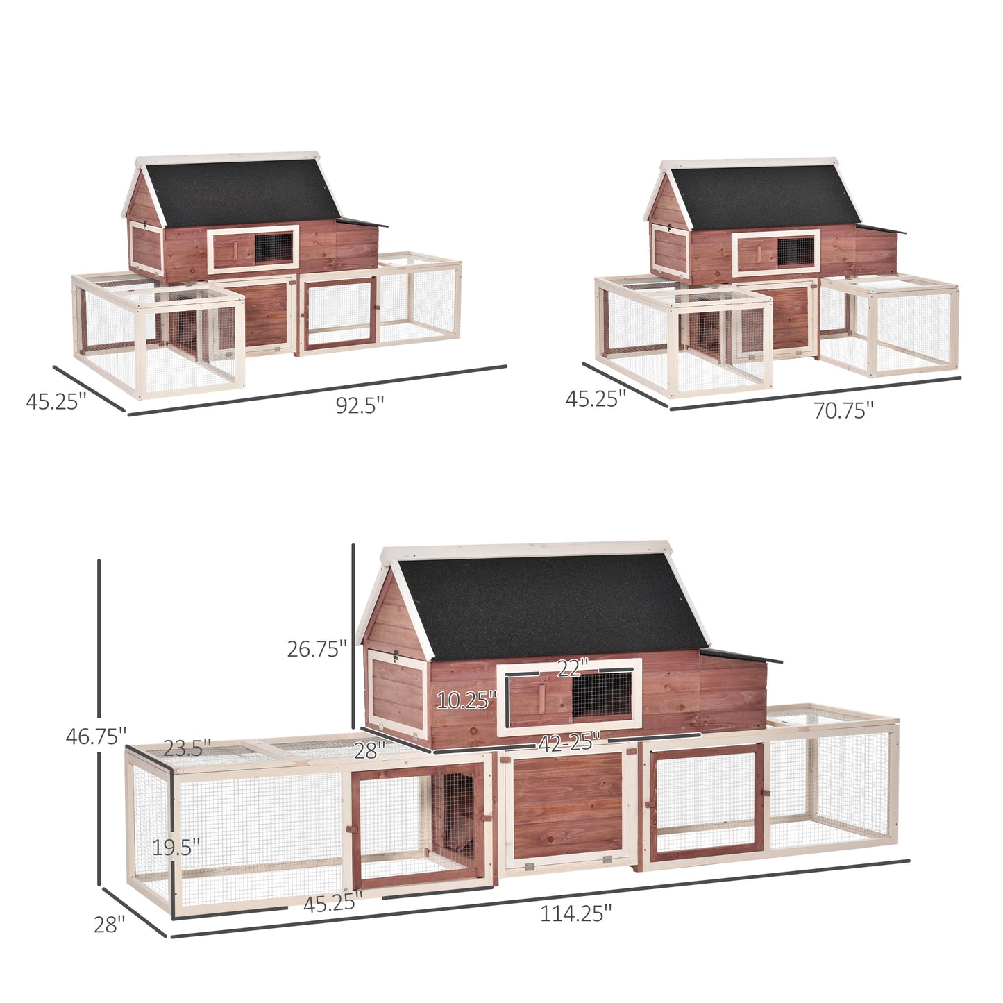 NestLoom Outdoor Chicken Coop with Nesting Box, Double Runs & Asphalt Roof