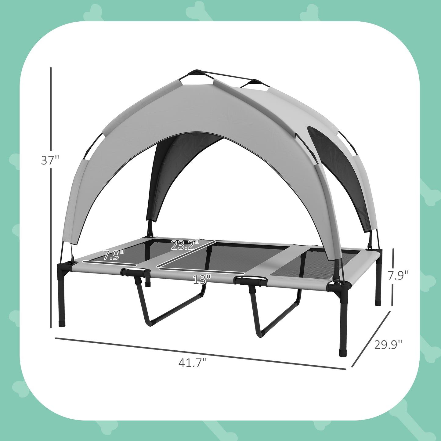 42" Elevated Dog Bed With Removable Canopy, UV Protection Canopy Shade