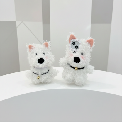 Cute Plush West Highland Puppy Phone Case Earphone Sleeves
