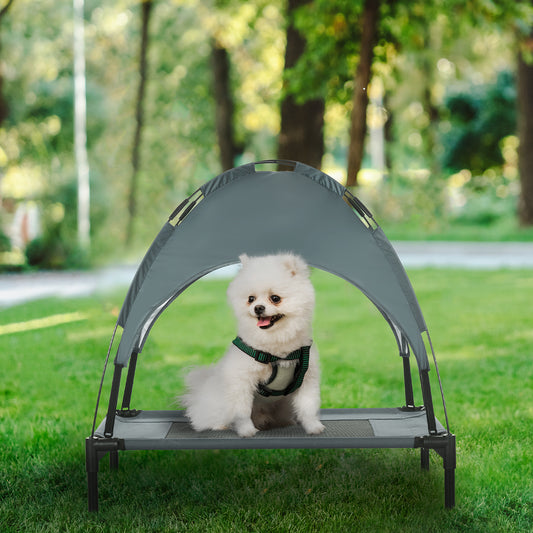 24" Elevated Dog Bed With Removable Canopy, UV Protection Canopy Shade