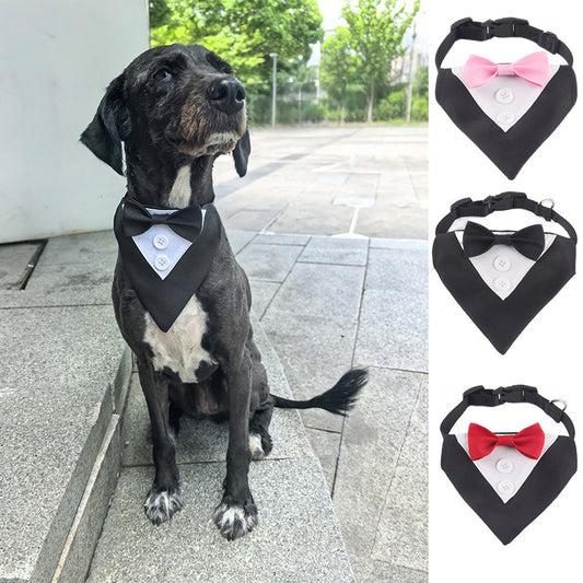 Aminger's Gentleman Style British Button Bow Dog Collar Wedding Accessories