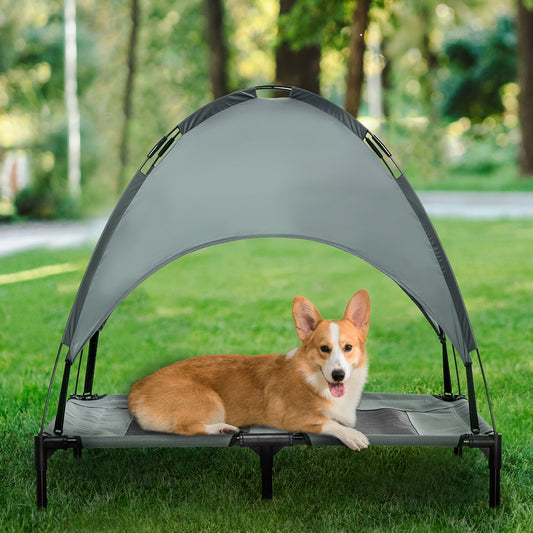 36" Elevated Dog Bed With Removable Canopy, UV Protection Canopy Shade