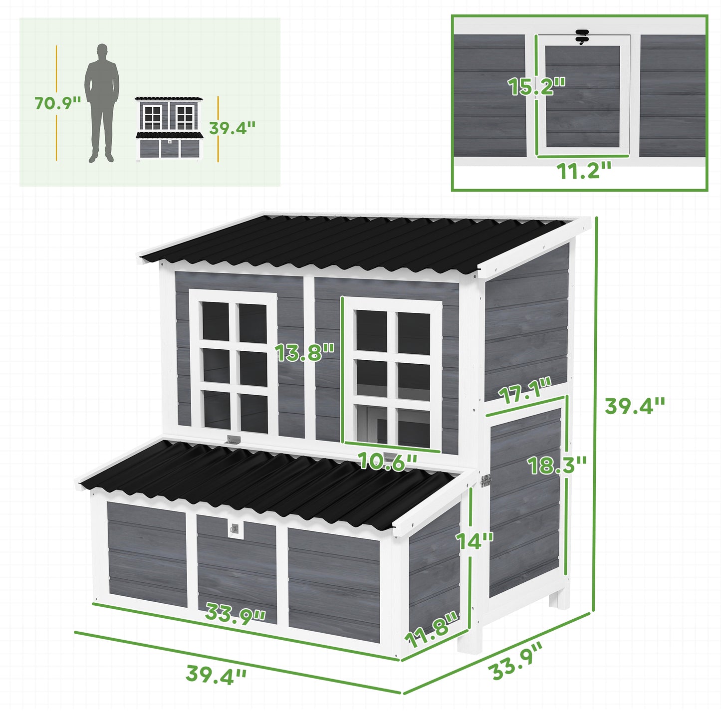 Roost & Run Coop With Nesting Box, Pull-Out Tray, Waterproof Roof