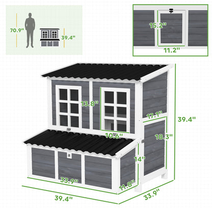 Roost & Run Coop With Nesting Box, Pull-Out Tray, Waterproof Roof