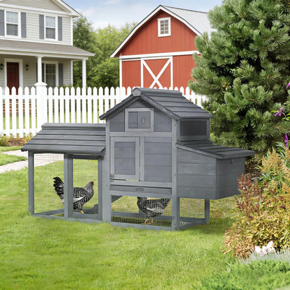 Compact Wooden Chicken Coop with Nesting Box & Run