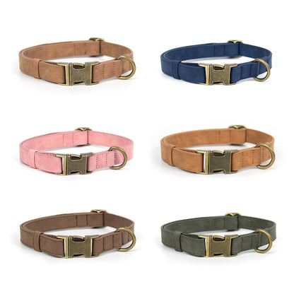 Vintage Suede Collar & Leash Set