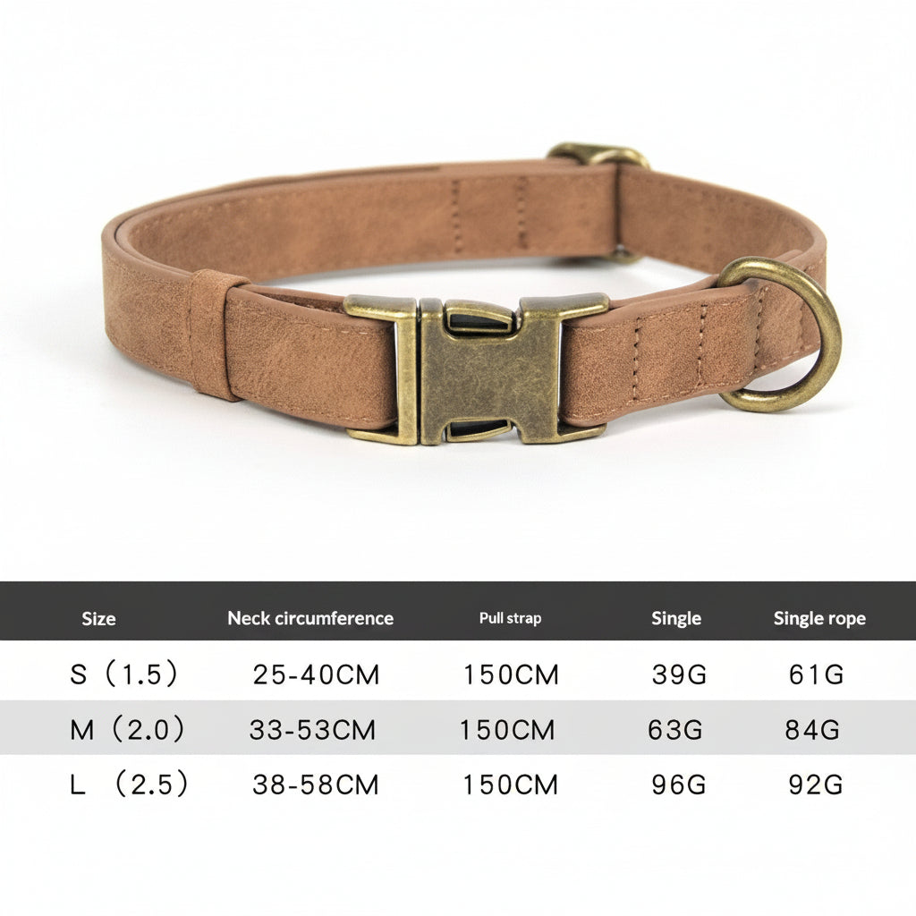 Vintage Suede Collar & Leash Set